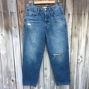 NWT Madewell High Waist Ripped Dad Jean Duane Blue 27